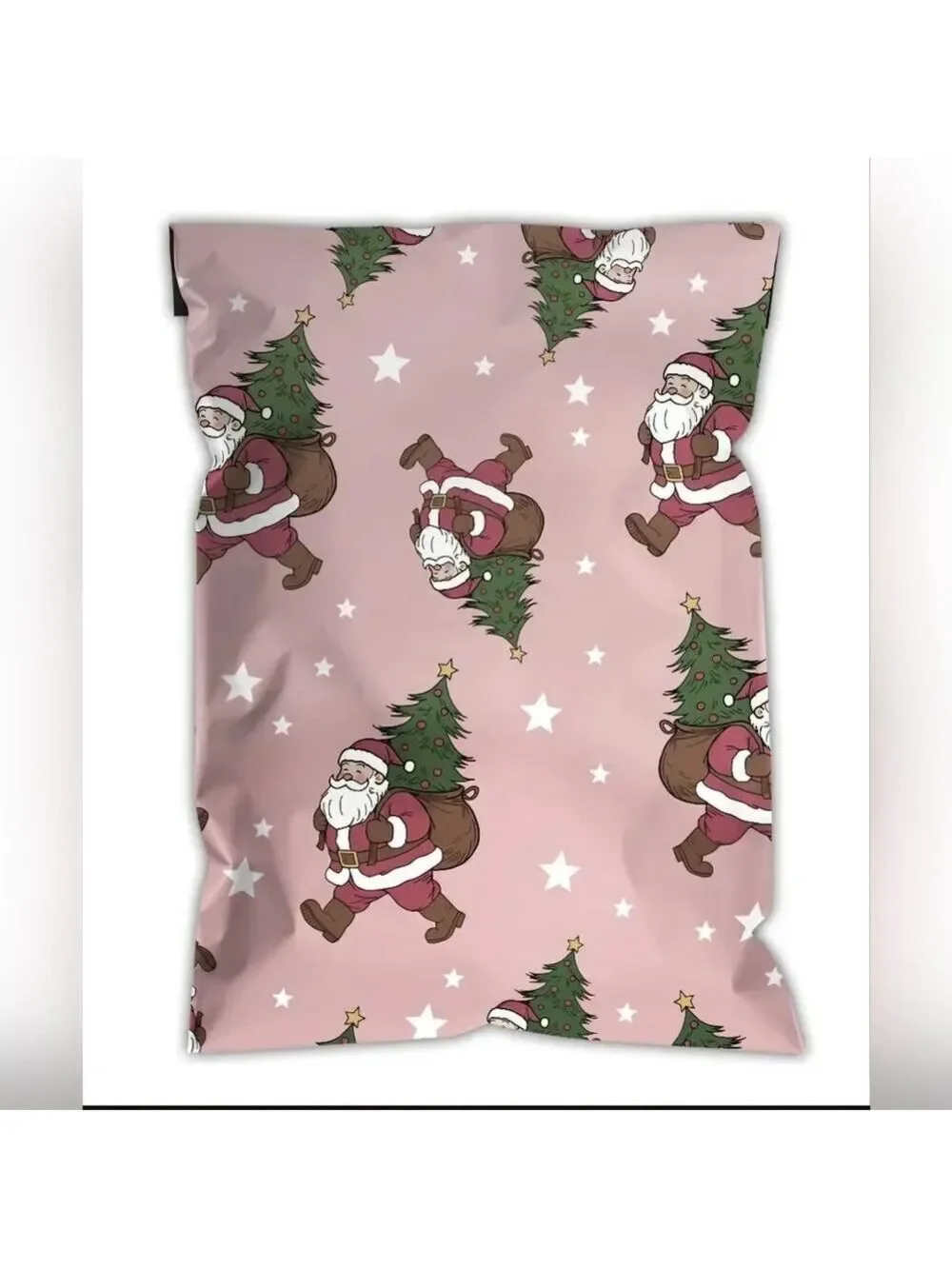 Ten Pink Santa Claus Christmas Sack 12x15.5 Poly Mailers